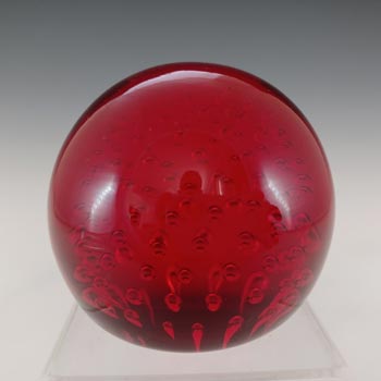 (image for) Whitefriars #9308 Ruby Red Glass Controlled Bubble Paperweight