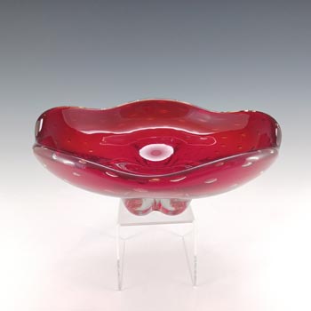 (image for) Whitefriars #9428 Ruby Red Glass Large Controlled Bubble Bowl