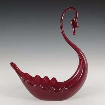 (image for) Whitefriars Vintage Ruby Red Glass Swan Bowl Figurine