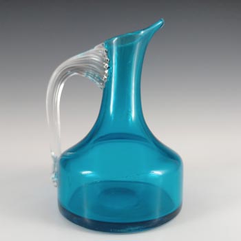 (image for) Whitefriars #9719 Kingfisher Blue Glass 5.25" 'Sparrow Beak' Jug