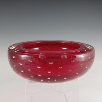 (image for) Whitefriars #9099 Ruby Red Glass Controlled Bubble 5" Bowl