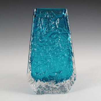 (image for) Whitefriars #9686 Baxter Kingfisher Blue Glass Textured Coffin Vase