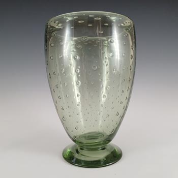 (image for) Whitefriars #9356 Sea Green Glass Controlled Bubble Footed Vase