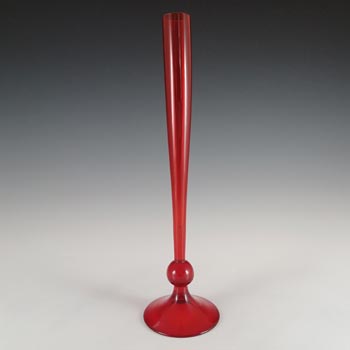 (image for) Whitefriars #9485 Baxter Ruby Red Glass 10.5" Bud Vase