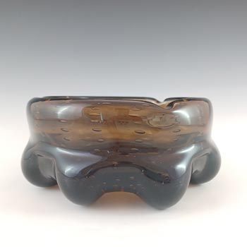 (image for) Whitefriars Style Smoky Brown Glass Controlled Bubble Bowl