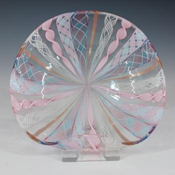 (image for) Murano Pink, White & Blue Zanfirico Aventurine Glass Bowl