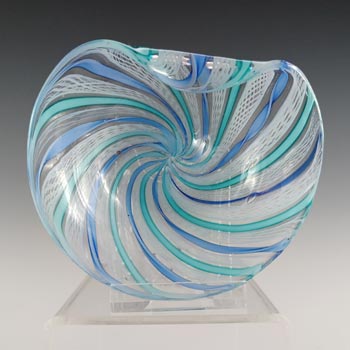 (image for) Murano / Venetian White, Turquoise & Blue Zanfirico Glass Bowl