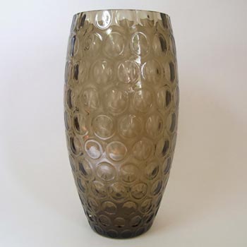 (image for) Large Borske Sklo Smoky Glass Optical 'Olives' Vase