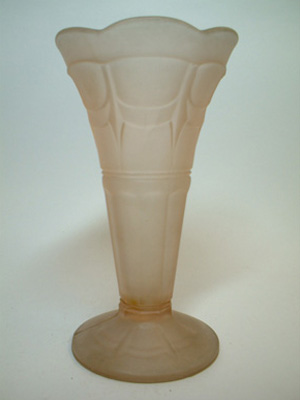 (image for) Sowerby Art Deco 1930's Frosted Pink Glass Vase
