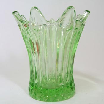 (image for) Sowerby Art Deco 1930's Green Pressed Glass Posy Vase