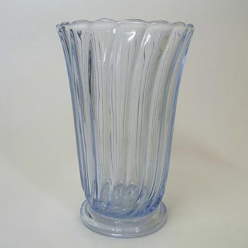 (image for) Bagley #3141 Art Deco Vintage Blue Glass 'Carnival' Vase