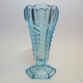 (image for) Davidson Art Deco 1930's Blue Glass ''Chevron" Vase 295