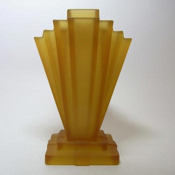 (image for) Bagley #334 Art Deco 8" Frosted Amber Glass 'Grantham' Vase