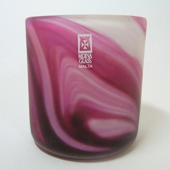 (image for) Mdina Maltese Pink/White Glass Vase - Signed & Labelled