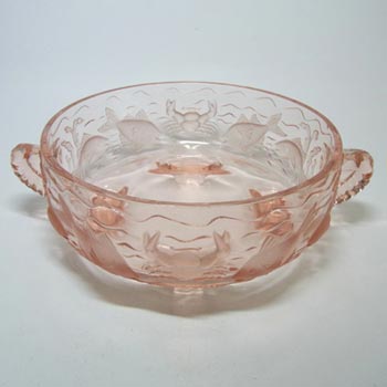 (image for) Bagley #3000 Art Deco Pink Glass 'Marine' Bowl