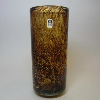 Mdina 'Tortoiseshell' Maltese Brown Glass Vase - Signed & Labelled