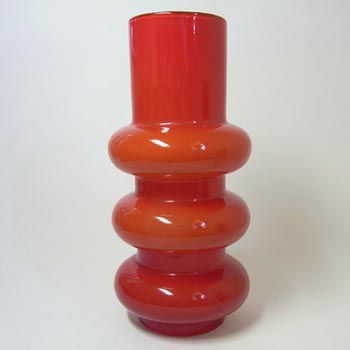 (image for) Ryd Glasbruk Swedish / Scandinavian Red Glass Hooped 8" Vase