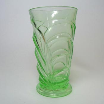 (image for) Bagley #3153 Art Deco Uranium Green Glass 'Osprey' Vase