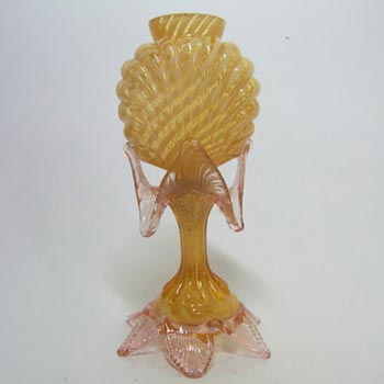 (image for) Welz Victorian Czech Yellow/Pink Striped Glass Vase