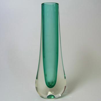 (image for) Whitefriars #9571 Cased Green Glass Teardrop Vase